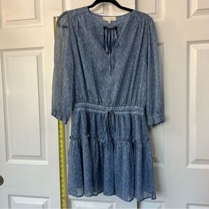 Pinch Blue and White Elastic Waist with Tie Belt Medium